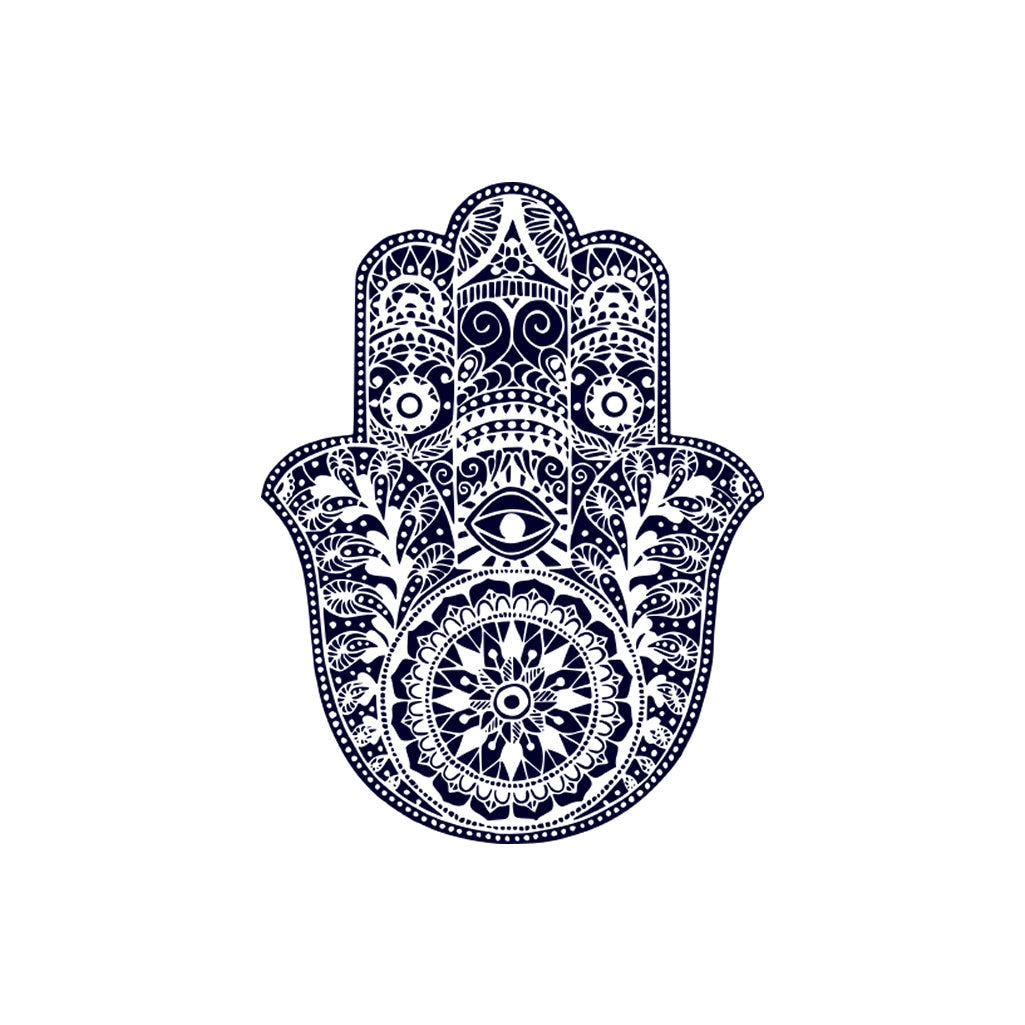 Hamsa Hand Temporary Tattoo Lasts 1 week hippie Henna Hand of Fatima Miriam