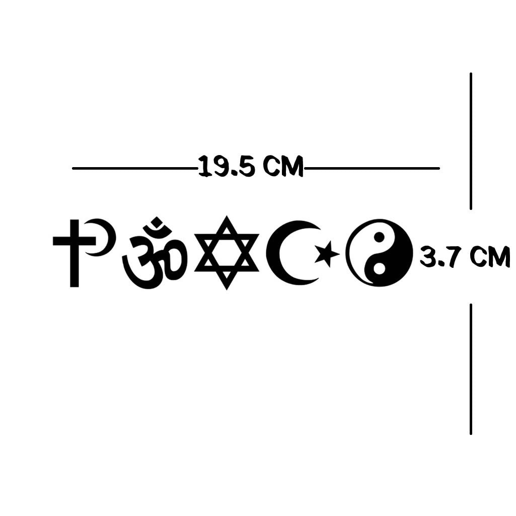 Hippie Peace Semi Permanent Tattoo Waterproof Lasts 1 - 2 weeks ying yang cross om Star of david crescent moon