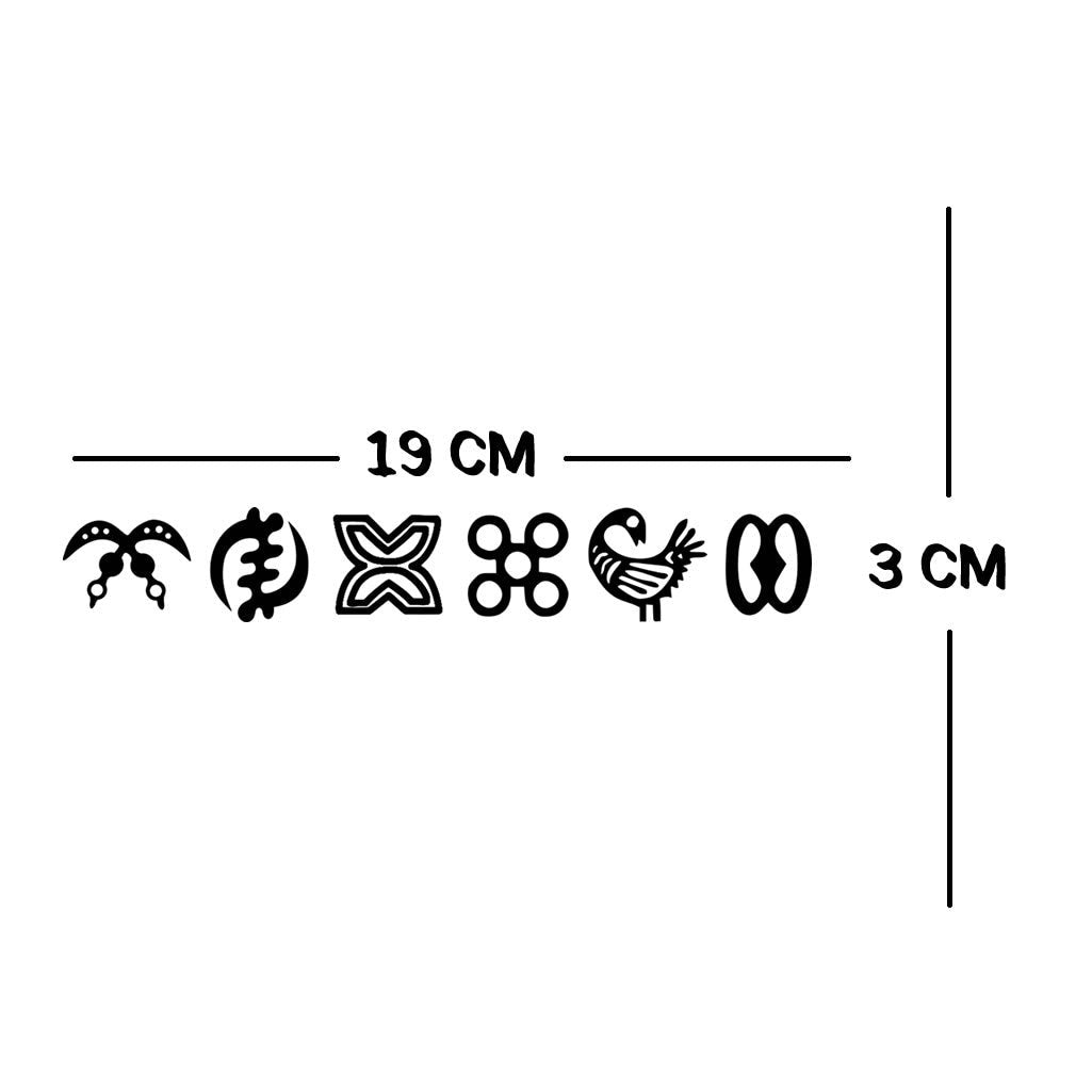 6 x African Adinkra Symbols Semi Permanent Tattoo Waterproof Lasts 1 - 2 weeks Hope loyalty courage freedom