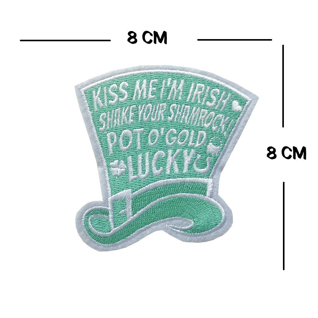 Ireland Leprechaun Hat Embroidery Patch Iron on or Sew on Lucky Irish shamrock