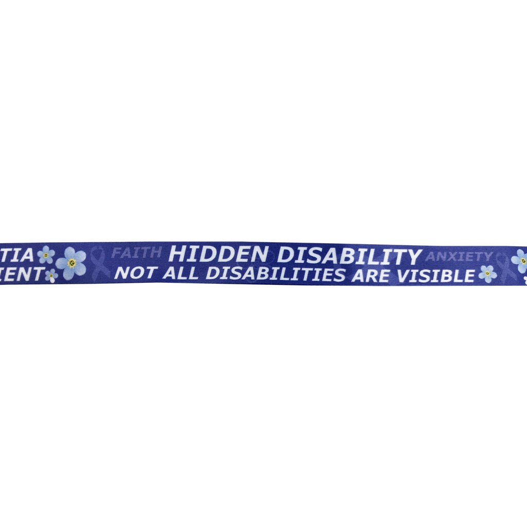 I have Dementia printed Lanyard - neck strap, ID holder Forget me not hidden Disability please be patient