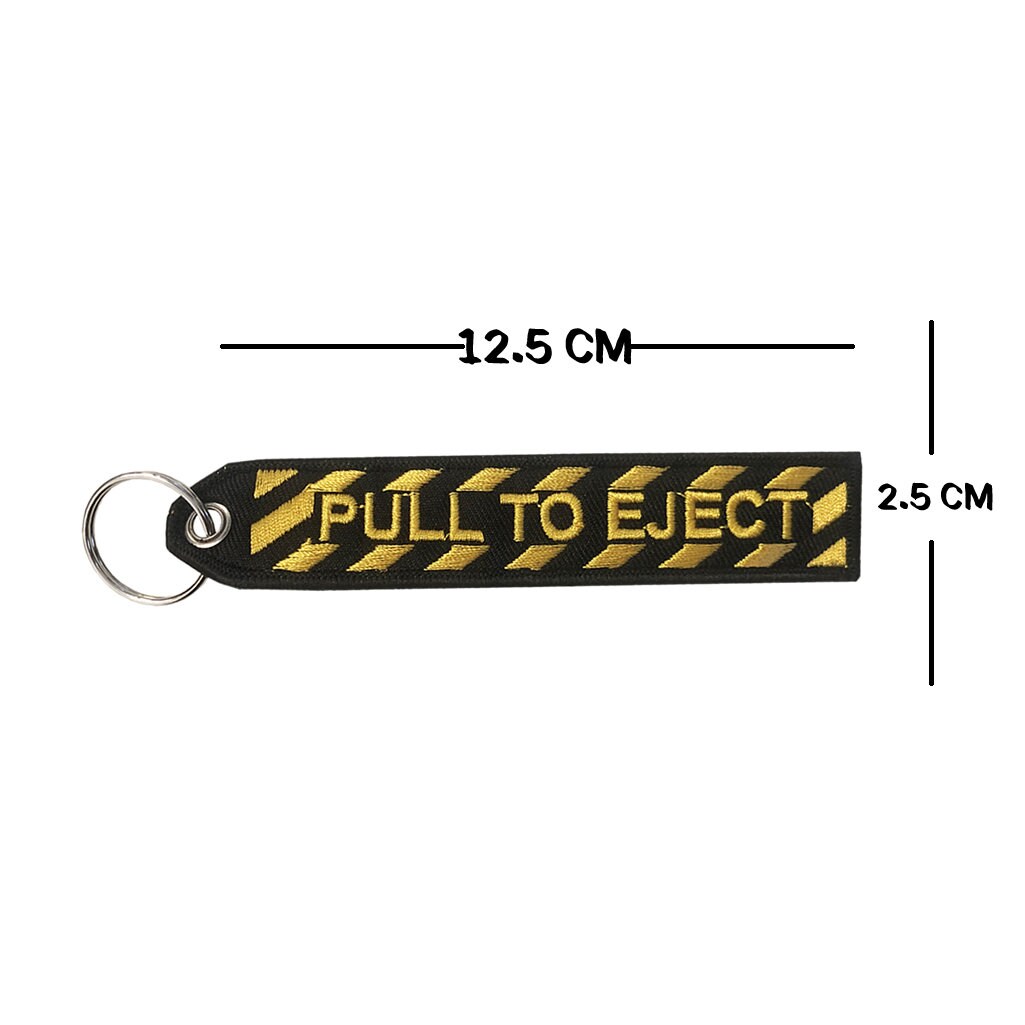 Pull to Eject Embroidered Key Chain Keyring Luggage Tag Zipper Pull Bag Key Ring