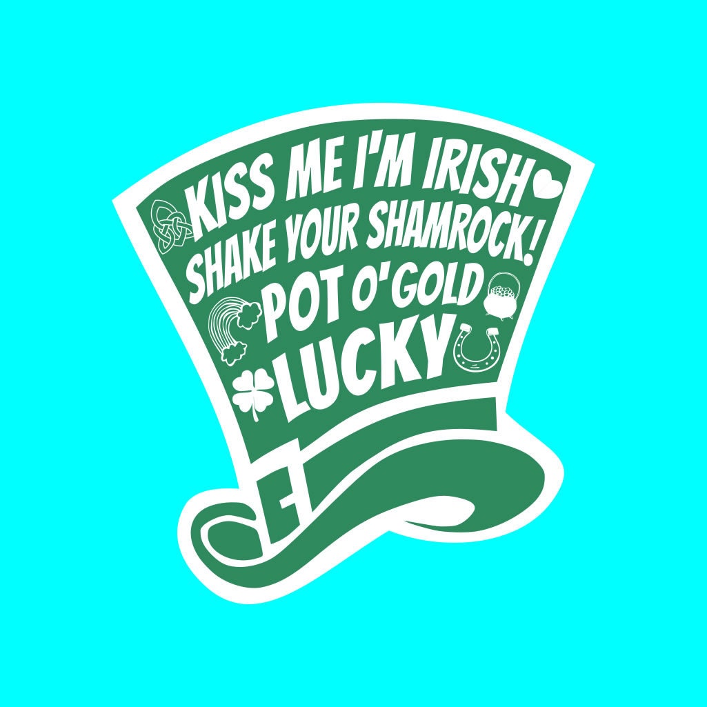 Ireland Leprechaun Hat Iron on Screen Print transfer Lucky Irish shamrock love