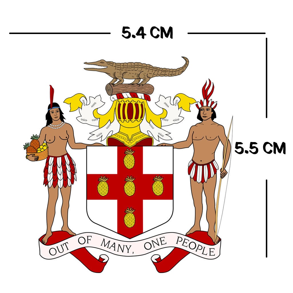 Jamaica Crest Iron on Screen Print transfer Jamaican one love out of many people