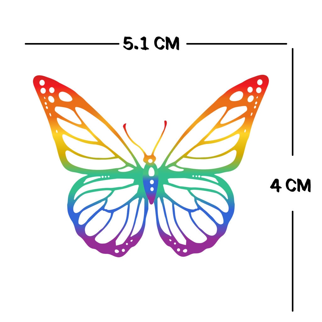 Set of 2 X Rainbow Butterfly TEMPORARY TATTOO lgbt lgbtq butterflies