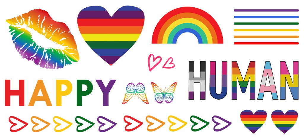 20 x LGBT Rainbow Temporary Tattoo Happy Gay Pride Human butterfly Heart