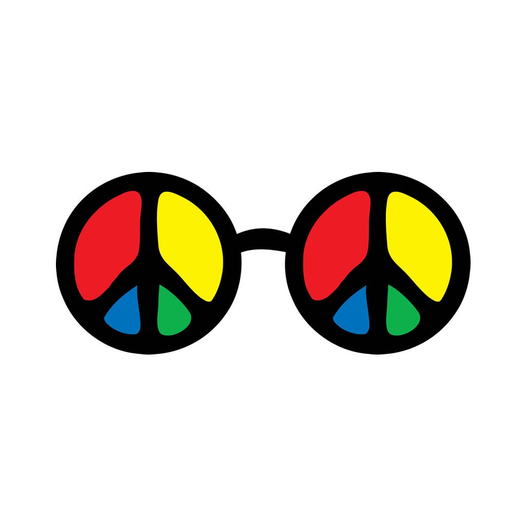 2x Peace glasses Temporary tattoo hippie Rainbow Glass