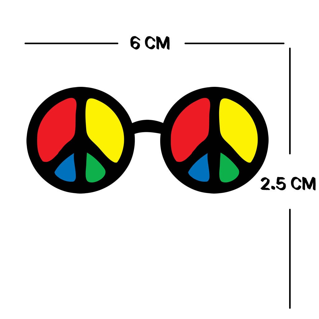 2x Peace glasses Temporary tattoo hippie Rainbow Glass