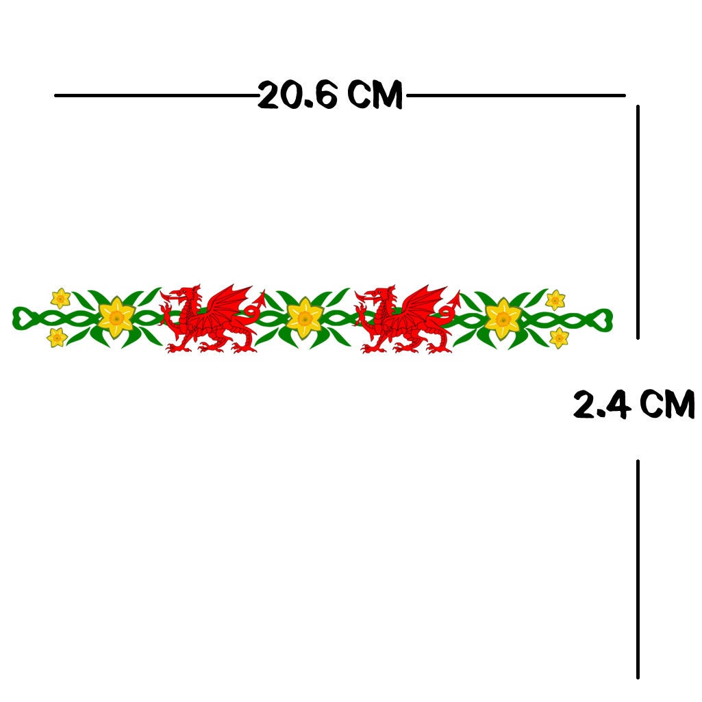 Welsh Dragon Daffodil Armband Temporary Tattoo Waterproof Lasts 1 week Wales Flag rugby