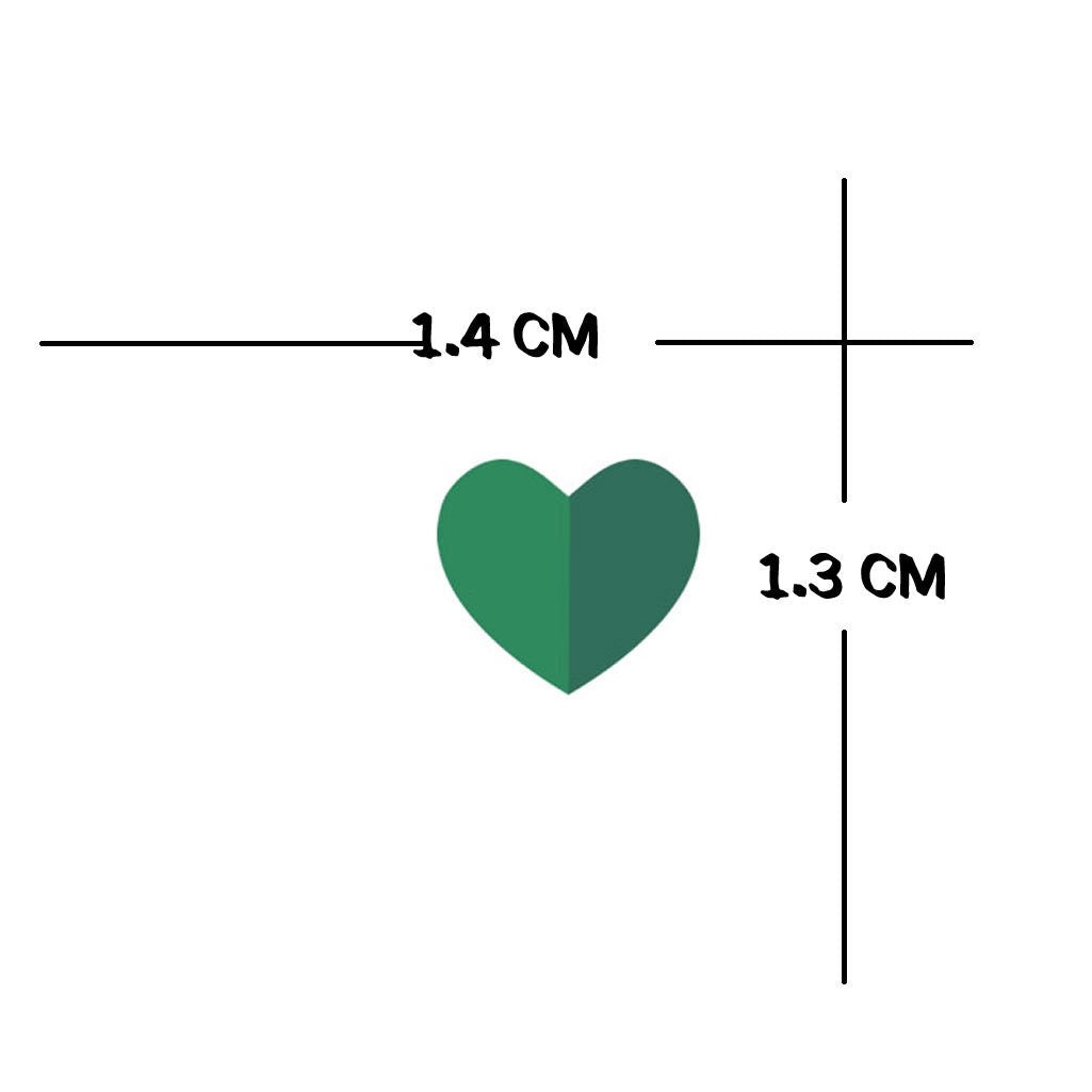 Set of 10 X Green Heart Temporary Tattoo love valentine's day Valentine