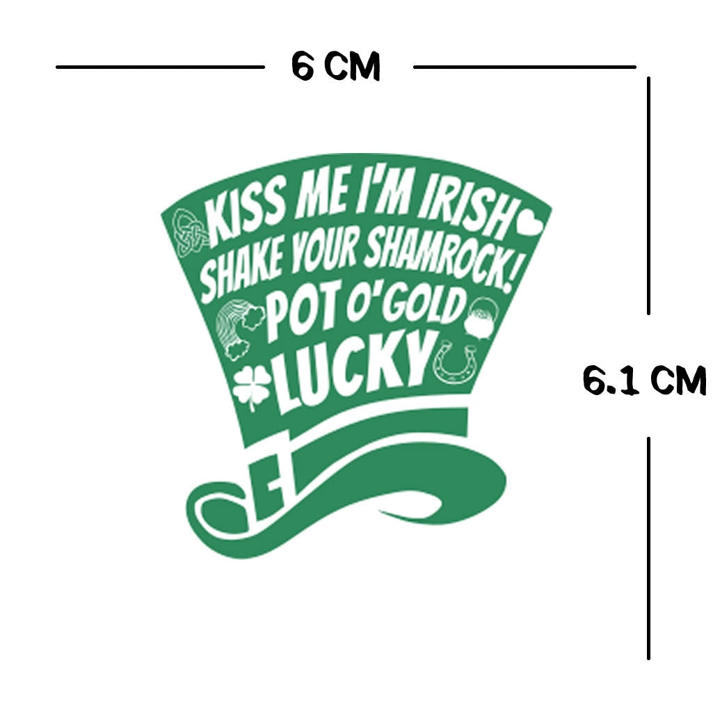 Set of 17 x Irish Temporary Tattoo Ireland Map Shamrock leprechaun Hat Cross Lucky Symbols