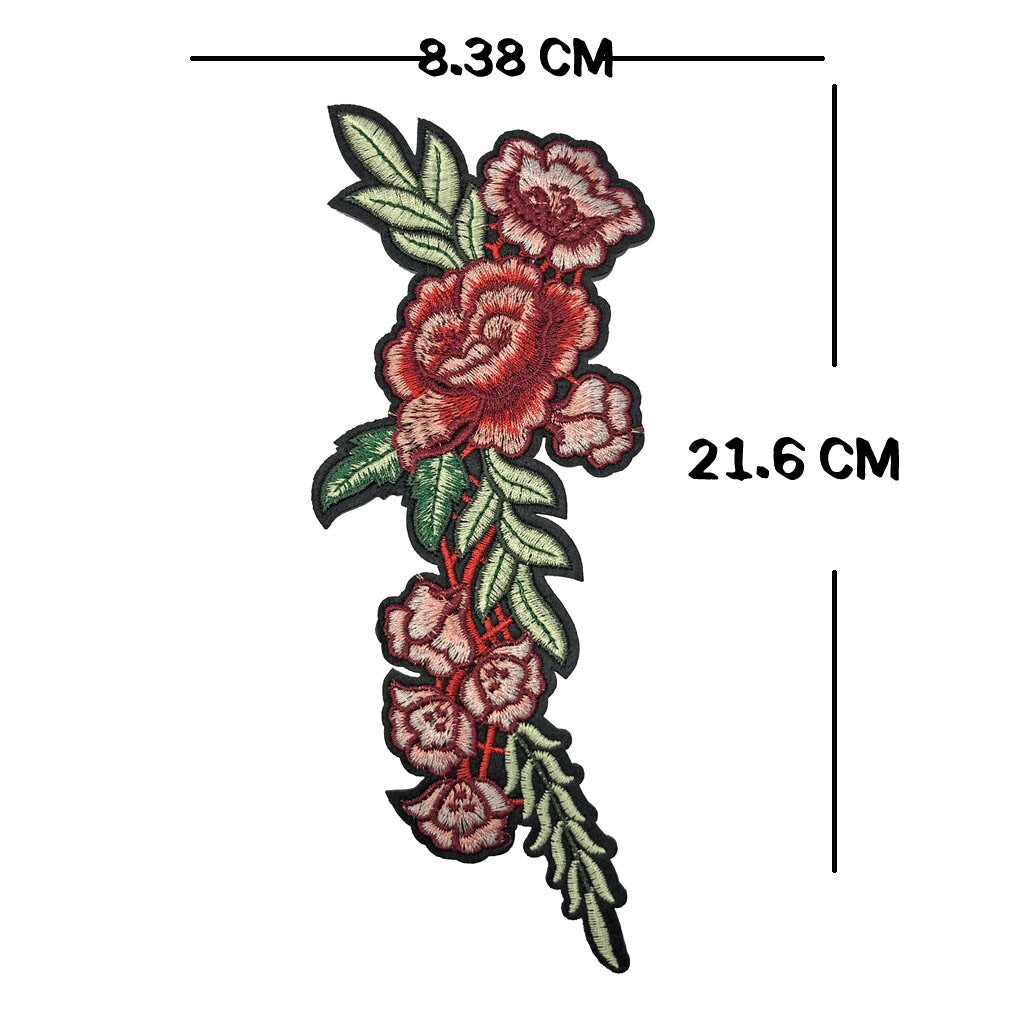 Large Floral Iron / Sew On Embroidered Patch Flower Badge Embroidery Motif