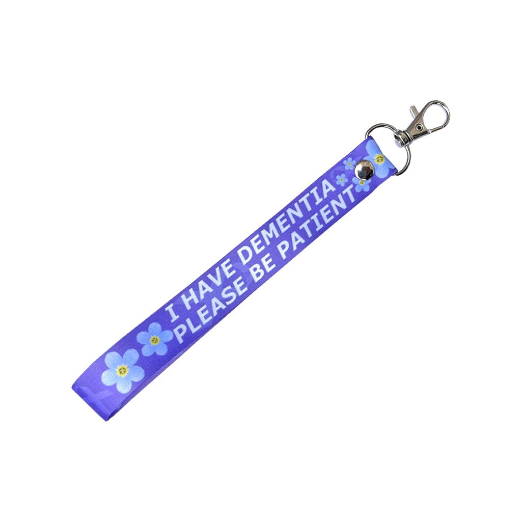 I have Dementia please be patient Lanyard & Key tag SET - neck strap, ID holder Forget me not hidden Disability