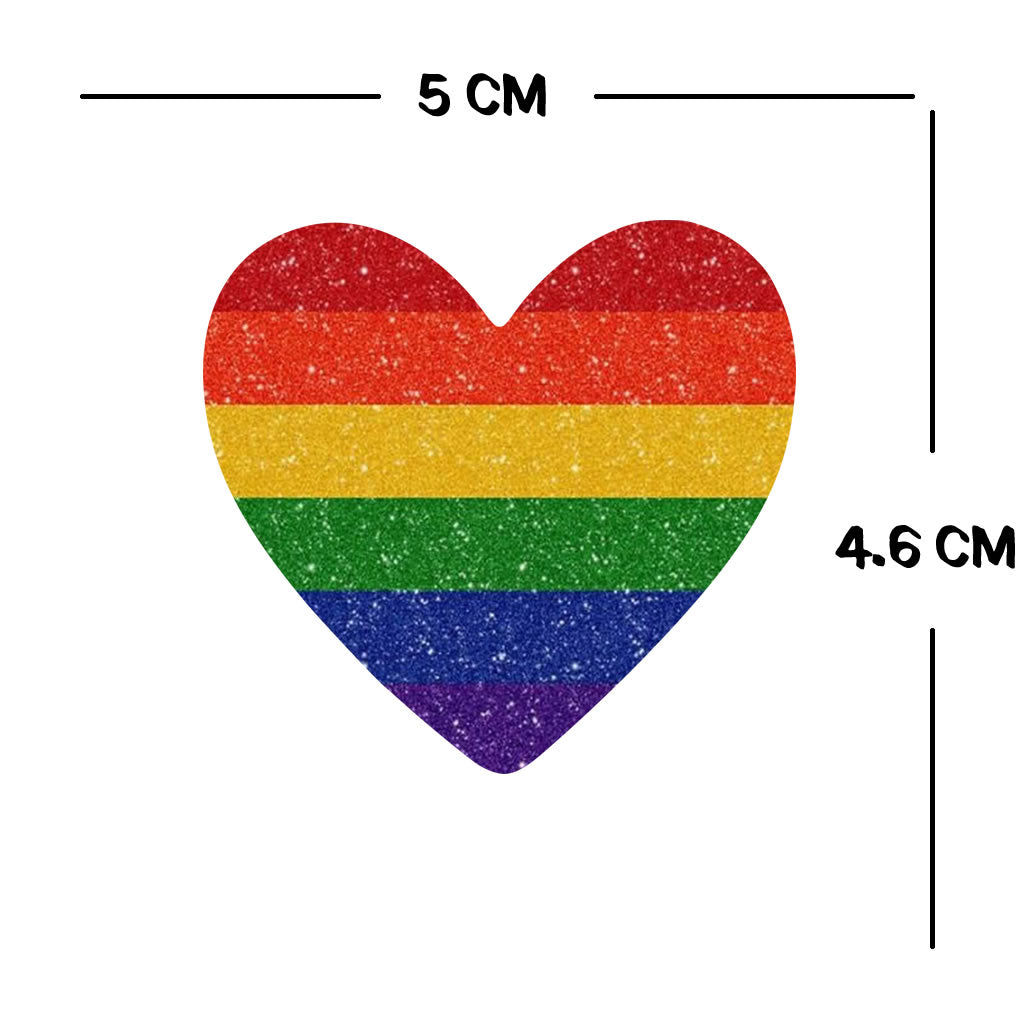 2 x LGBT RAINBOW Heart Flag Temporary Tattoo glitter effect lesbian gay pride
