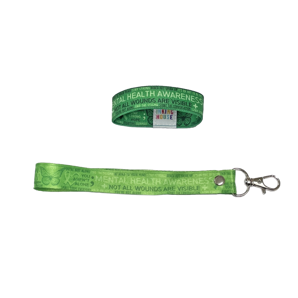 Set of Mental Health awareness elastic Wrist band wristband / Key tag gift Medical Alert hidden disability