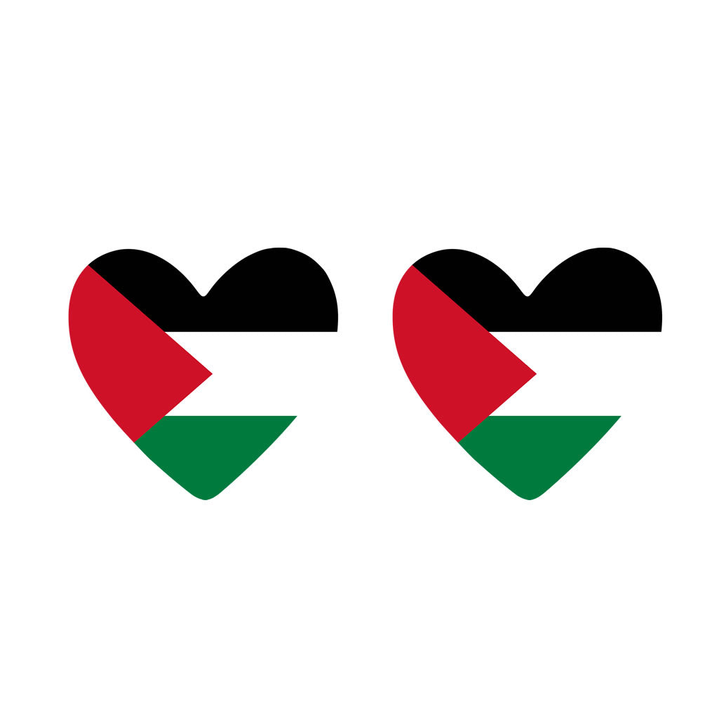2 x Palestine Heart Flag Temporary Tattoo Palestinian Team Flag