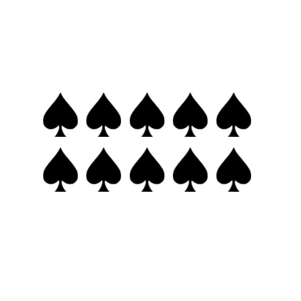 Set of 10 Spades TEMPORARY TATTOO Waterproof Ace of Spades