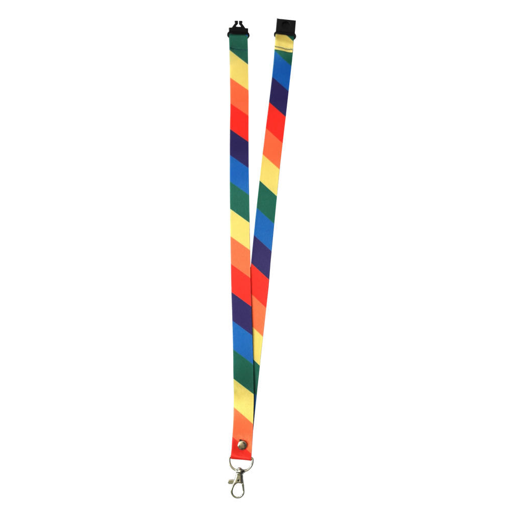 Rainbow Lanyard neck strap, ID HOLDER Safety Breakaway Clip UK Stock