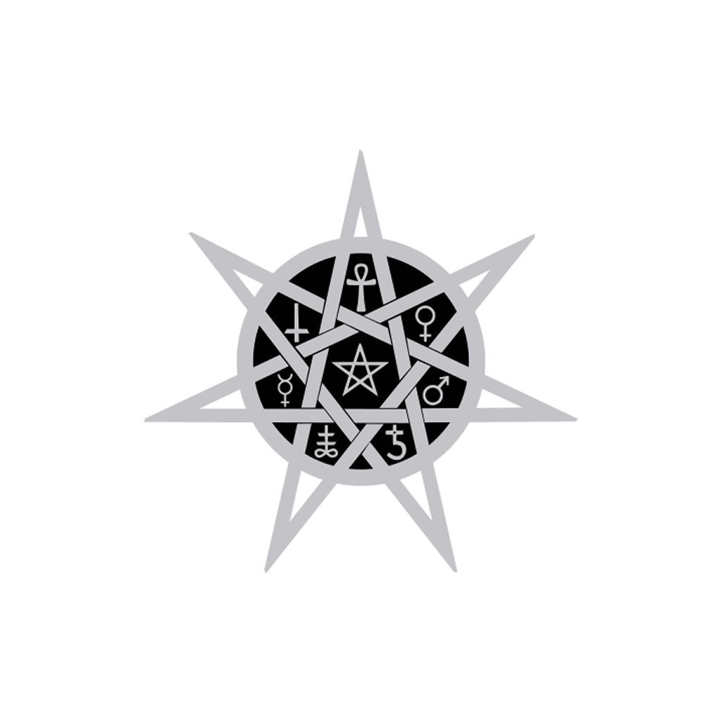 Gothic Star Iron on Screen Print patch for fabric Machine Washable Pentagram
