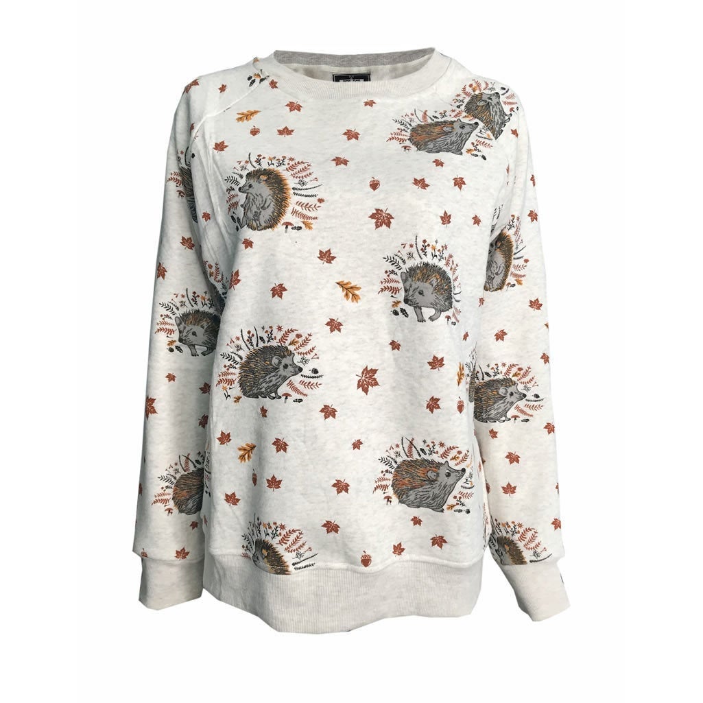 Hedgehog print crew neck unisex Sweatshirt top Christmas Jumper Xmas Holiday top