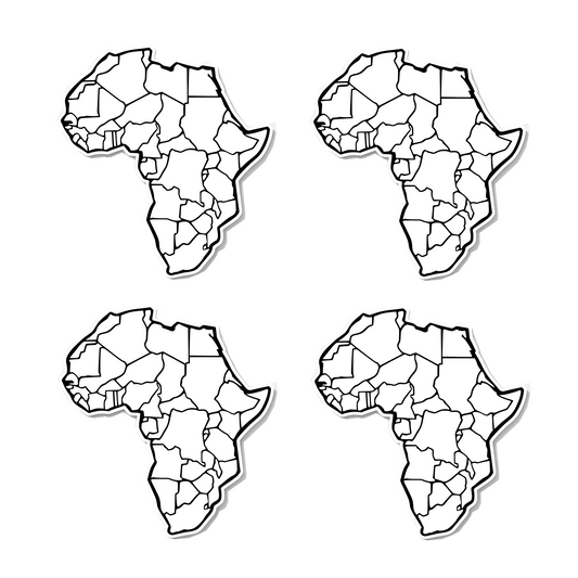 4 PACK Africa Map waterproof Matte vinyl sticker African nations