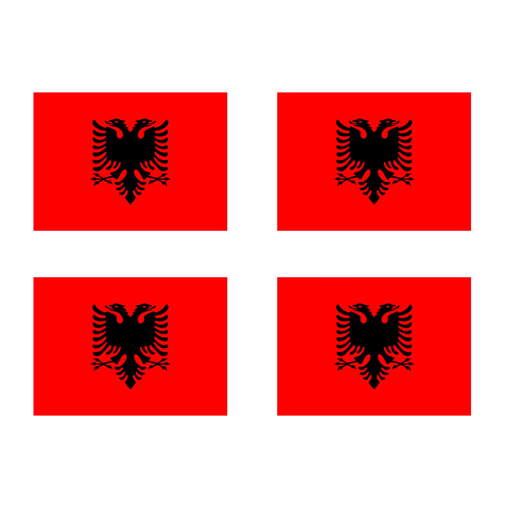 Set of 4 x Albania flag Iron on Screen Print for fabric Machine Washable Transfer Albanian FLAG