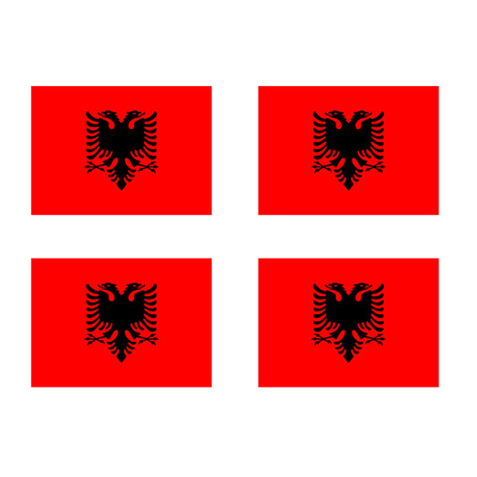 Set of 4 x Albania flag Iron on Screen Print for fabric Machine Washable Transfer Albanian FLAG