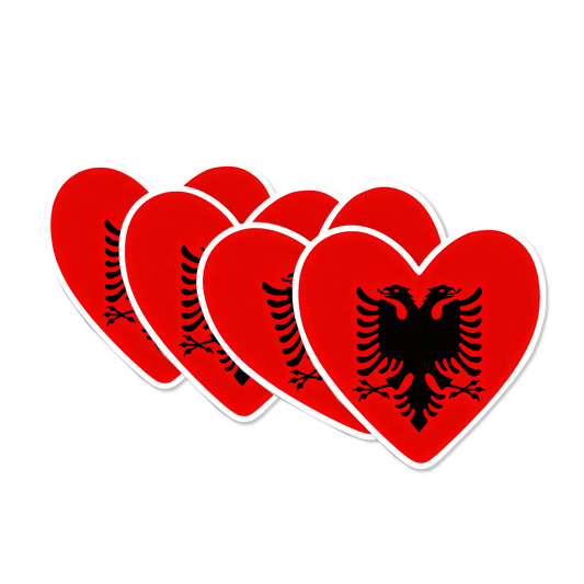 4 PACK Albania Flag heart waterproof Matte vinyl sticker paper Albanian Team