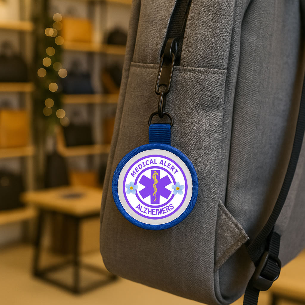 Medical Alert Alzheimer Tag Pull Bag Key Ring Keyring awareness