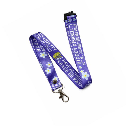 I have Alzheimer's Lanyard - neck strap Safety breakaway clip Dementia awareness