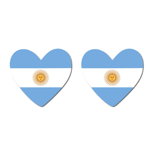 2 × Argentina Flag Heart Temporary Tattoos – Argentinian Team Face Body art
