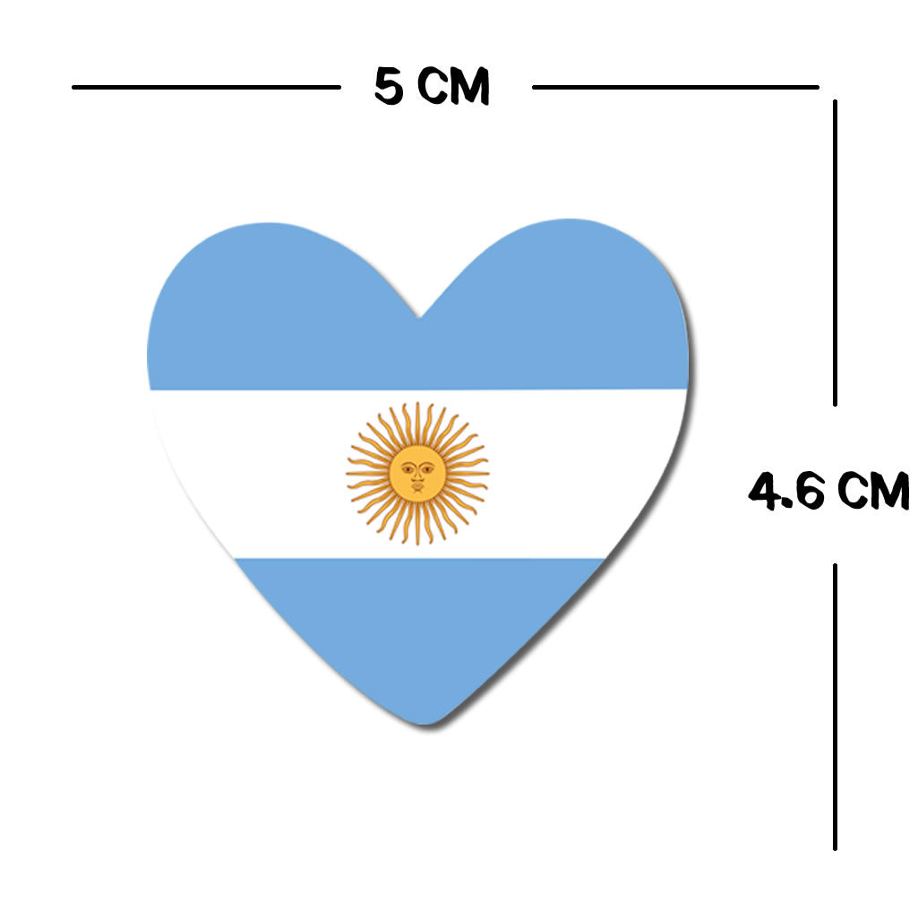 2 × Argentina Flag Heart Temporary Tattoos – Argentinian Team Face Body art