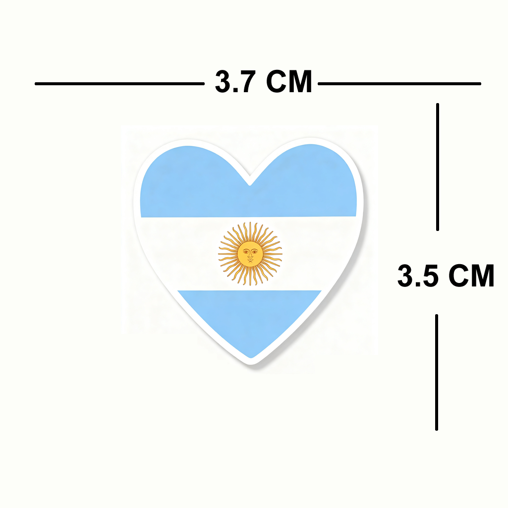 4 PACK Argentina Flag heart waterproof Matte vinyl sticker paper Argentinian