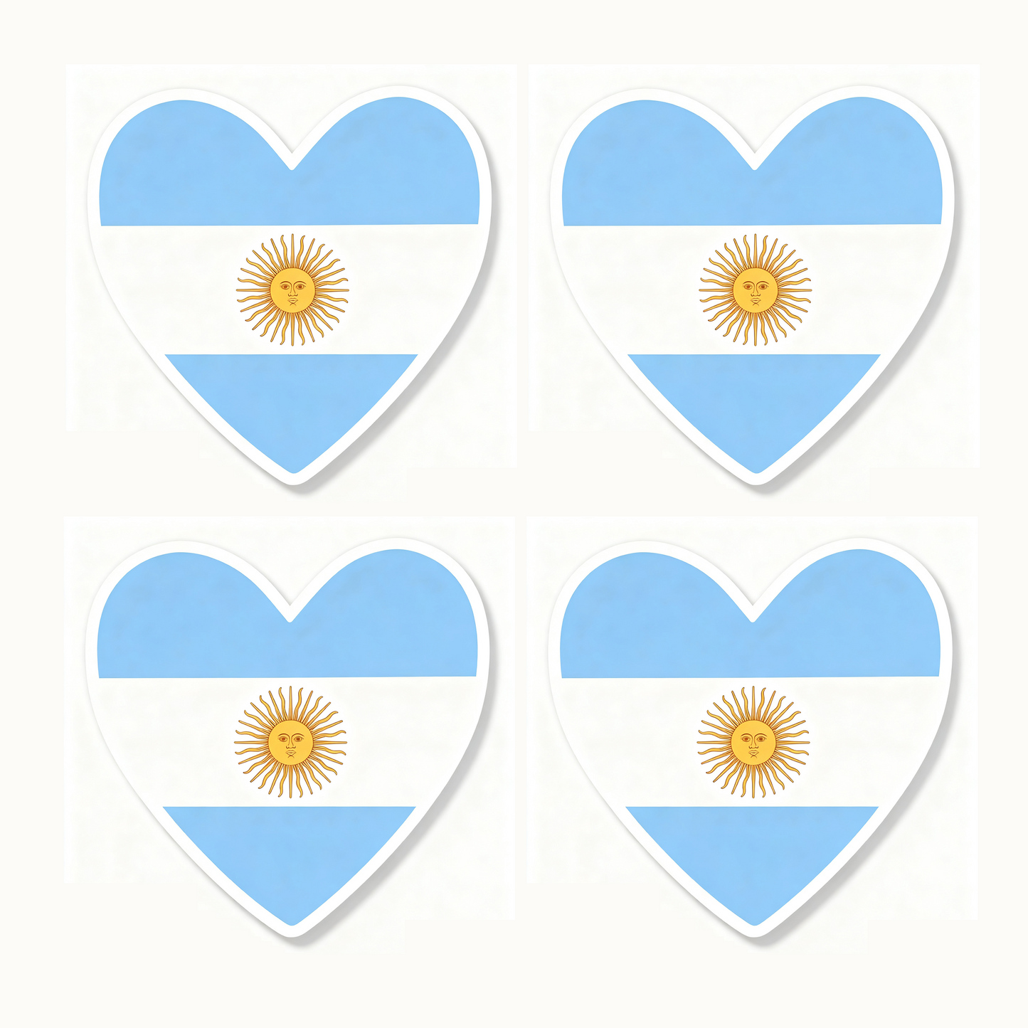4 PACK Argentina Flag heart waterproof Matte vinyl sticker paper Argentinian