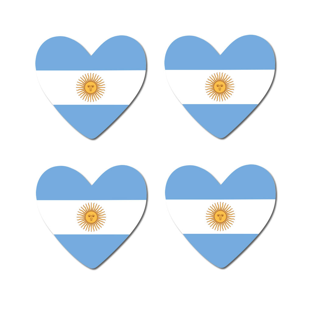 4 X Argentina flag Heart Iron on transfer