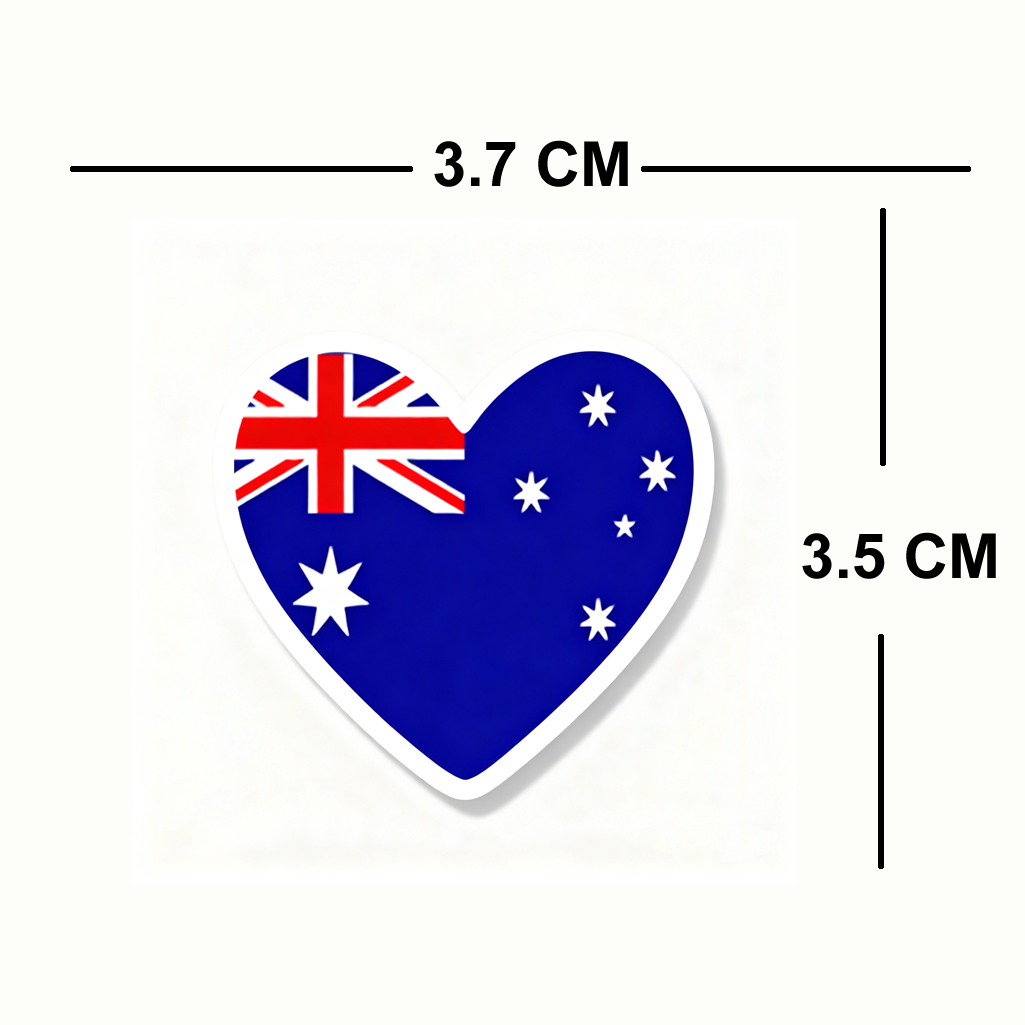 4 PACK Australia Flag heart waterproof Matte vinyl sticker paper Australian team