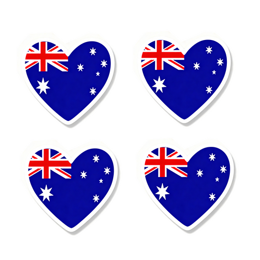 4 PACK Australia Flag heart waterproof Matte vinyl sticker paper Australian team