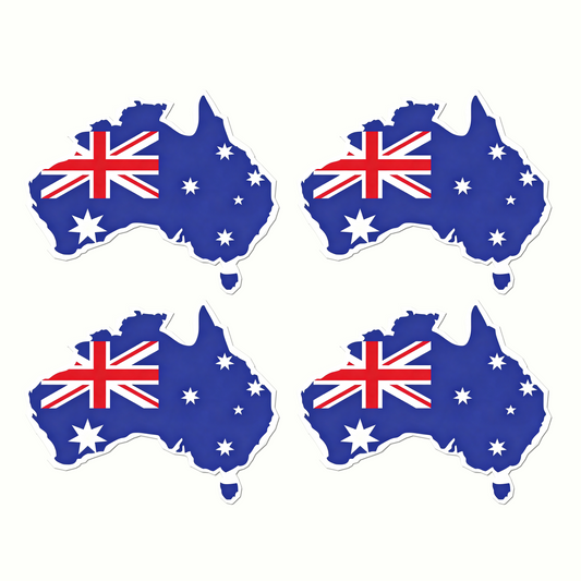 4 PACK Australia Map waterproof Matte vinyl sticker Australian team Flag