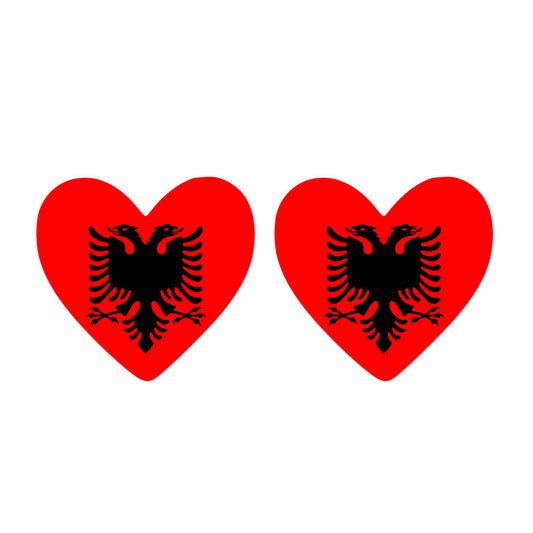 2 x  Albania Flag Heart Temporary Tattoo Albanian Team support