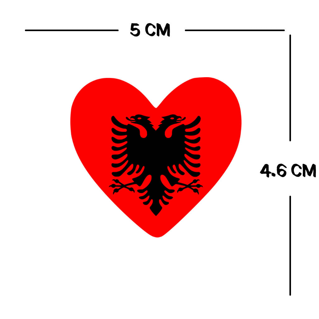 2 x  Albania Flag Heart Temporary Tattoo Albanian Team support
