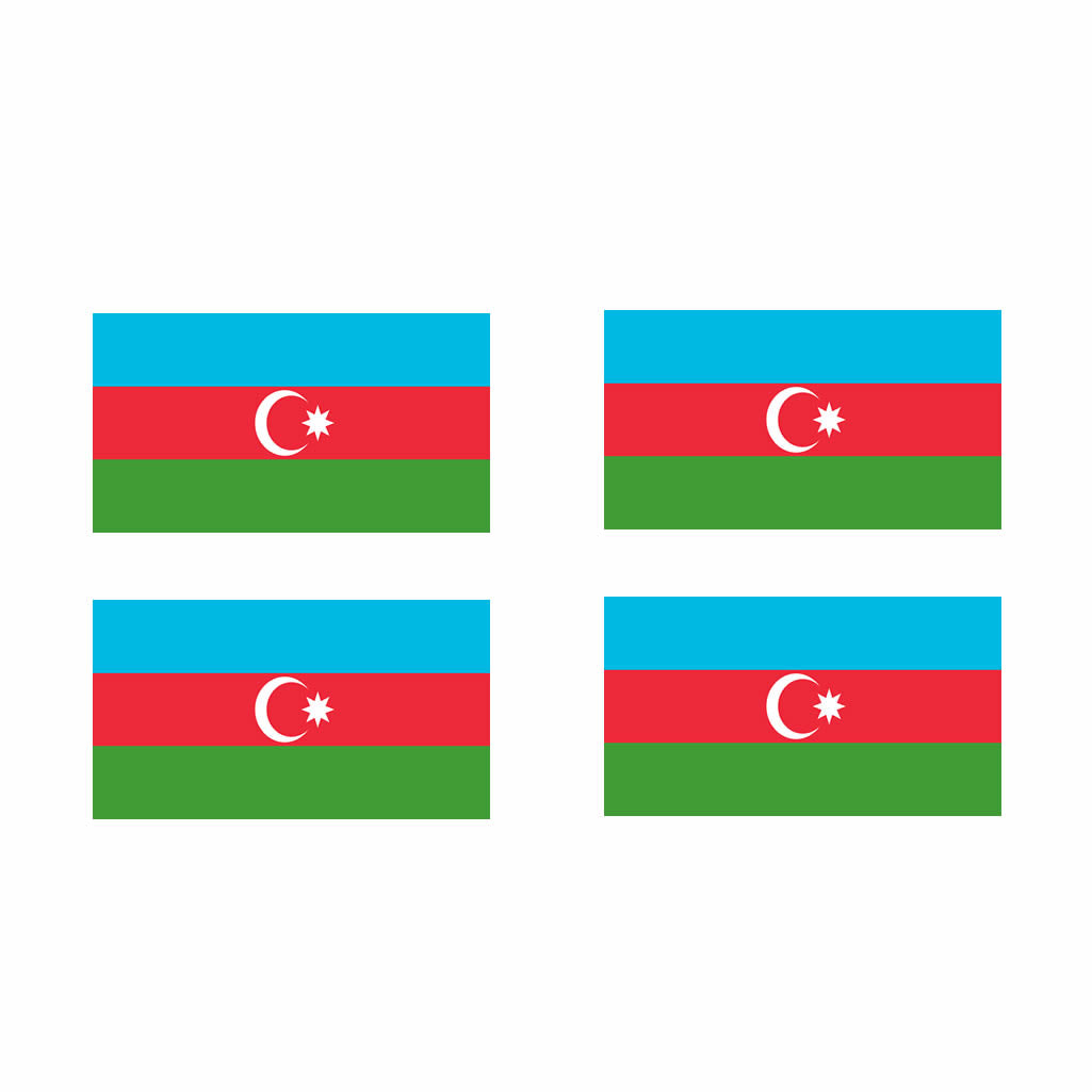 Set of 4 Azerbaijan Flag Iron on Screen Print Transfers for fabrics Azerbaijani