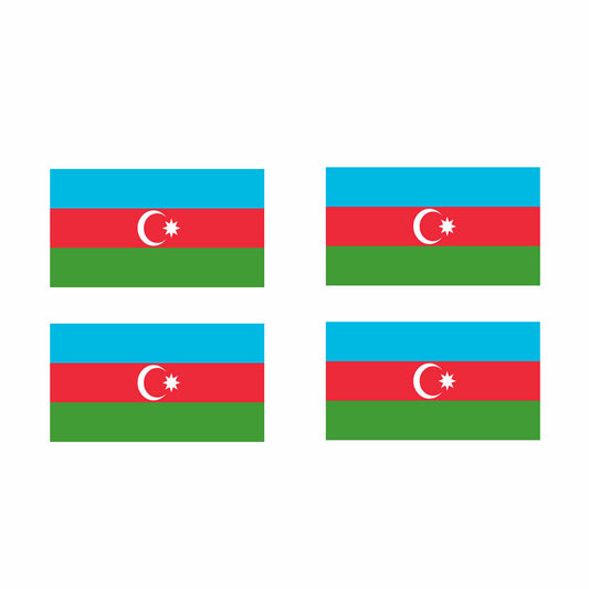 Set of 4 Azerbaijan Flag Iron on Screen Print Transfers for fabrics Azerbaijani