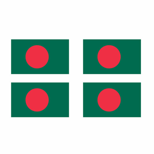 Set of 4 Bangladesh Flag Iron on Screen Print Transfers for Fabrics Bengali Flag