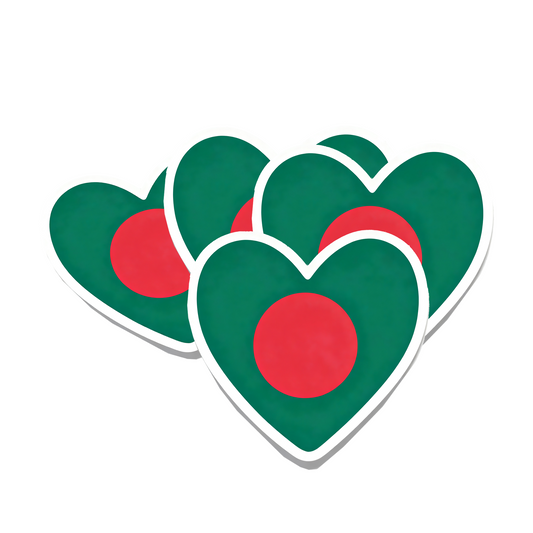 4 PACK Bangladesh Flag heart waterproof Matte vinyl sticker paper Bengali team
