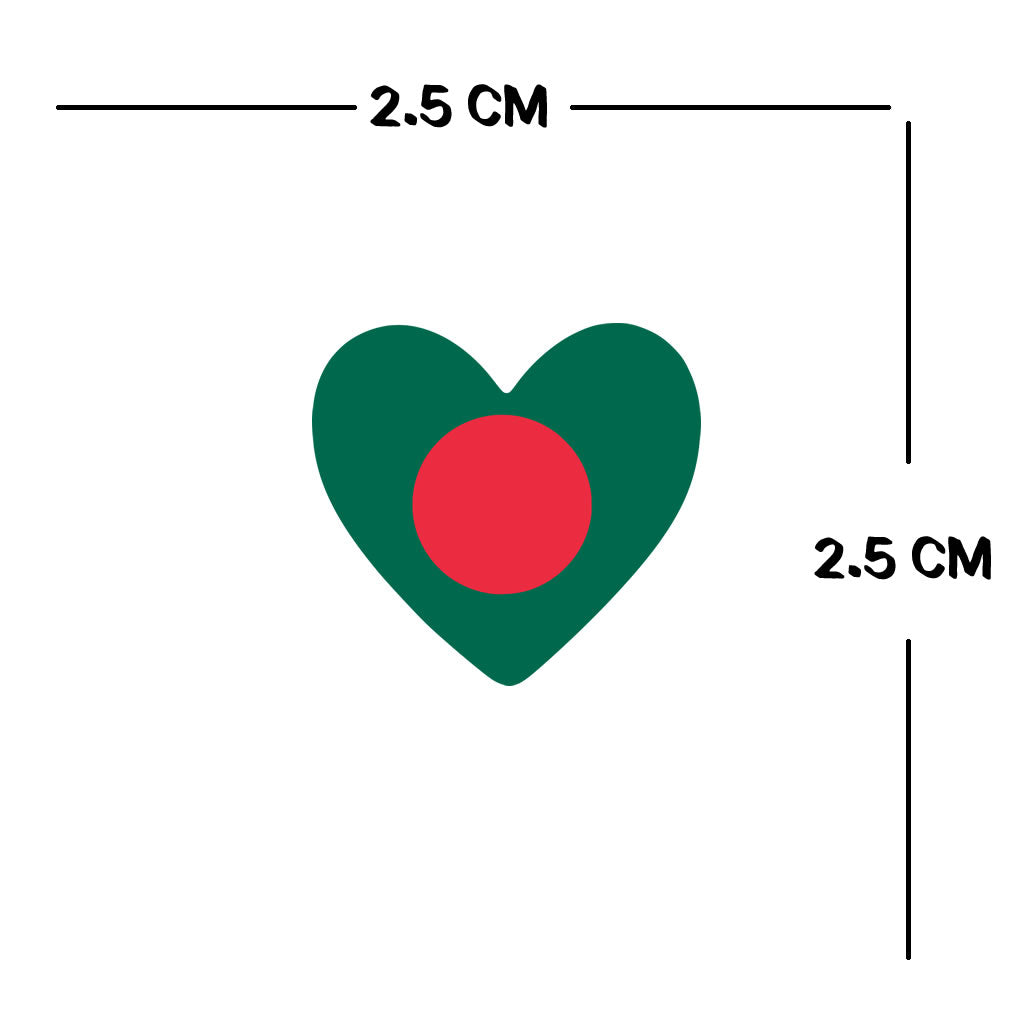 Set of 4 x Bangladesh Flag heart Iron on Screen Print Transfers for Fabrics Bangladeshi