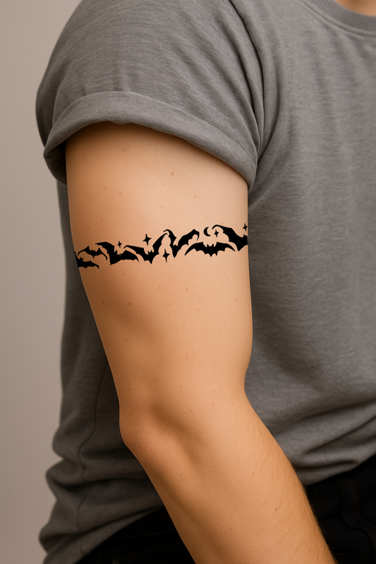 Flying Bats Armband Temporary Tattoos Waterproof Star Moon Halloween