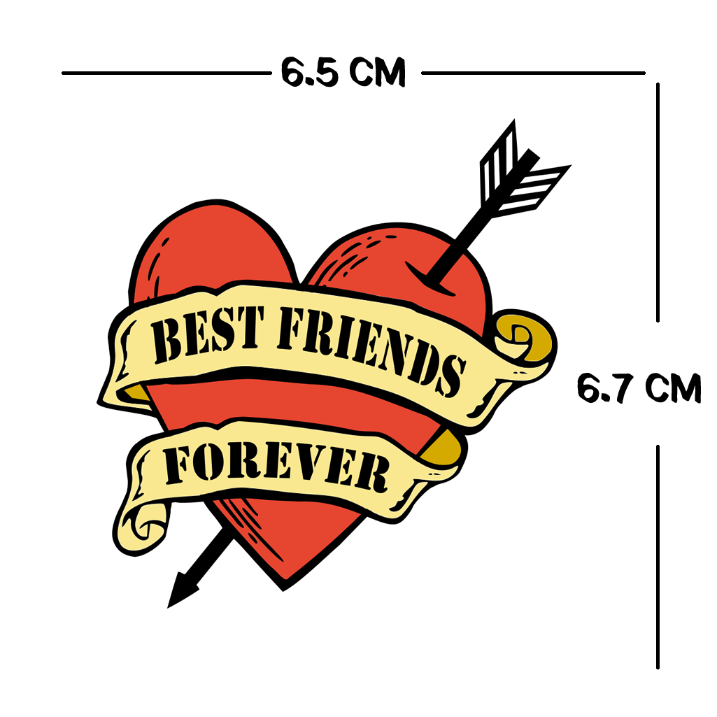 Best Friends Forever love heart Temporary Tattoo long lasting loyalty