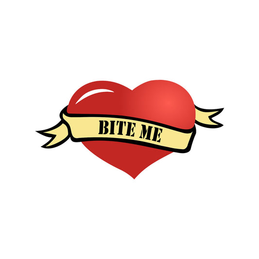 Bite me Heart Temporary Tattoo waterproof playful raunchy Naughty mischievous teasing