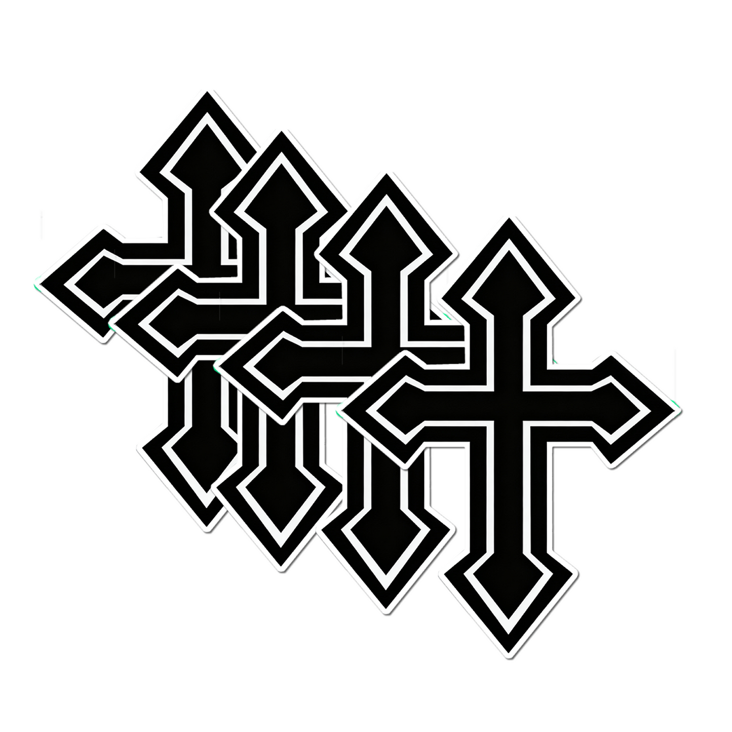 4 PACK Black Cross waterproof Matte vinyl sticker Christian Christ Jesus symbol