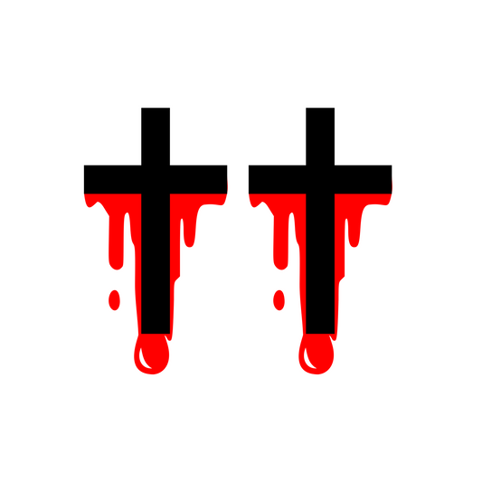 Set of 2 Bleeding Cross Temporary Tattoos | Christ Design | Waterproof Christian